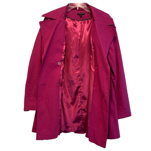 Princess Style Trench Coat Belt Double Breasted Pleated Hot Pink Size Large - Picture 13 of 16
